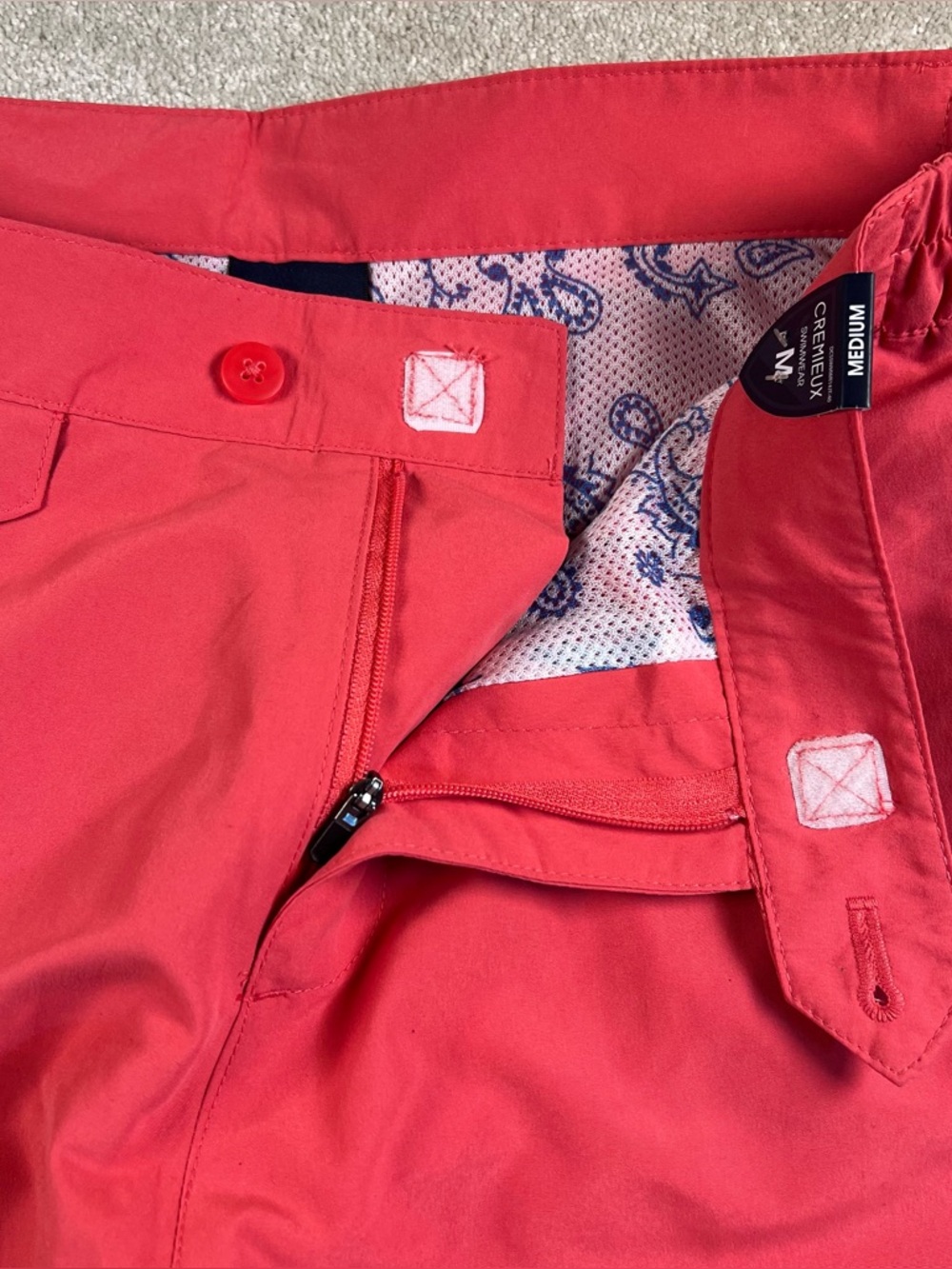 Cremieux Swim Trunks Caret Red NWT Men's Medium Beach Swimwear Vacation Pool - Picture 3 of 16